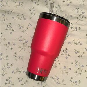 YETI Tumbler with Straw in Bimini Pink